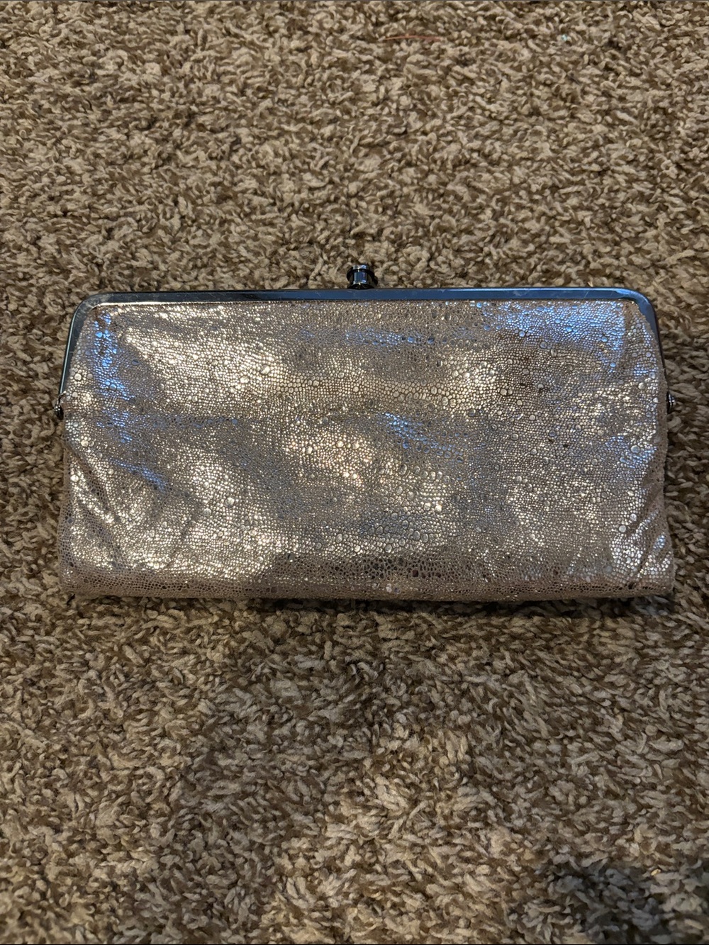 HOBO Metallic Silver Frame Clutch